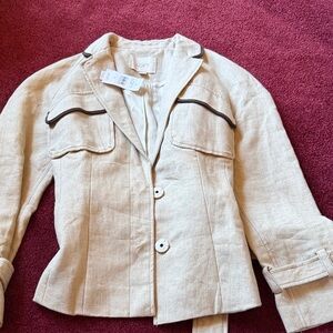 LOFT Women's Cream Blazer with Button Detail